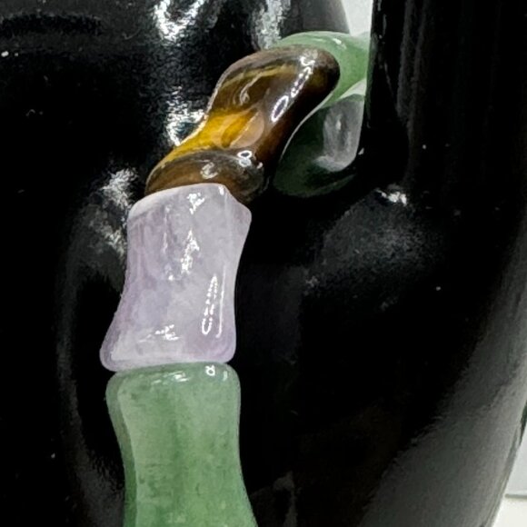 Multicolored Various Polished Semi Precious Gemstones Stretchy Bracelet Chakra - Picture 5 of 6